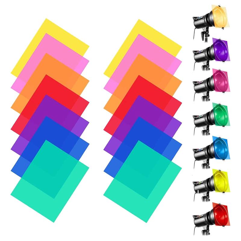 照明用カラーフィルター 7色ライティングフィルターセット 透明色補正 ライティングフィルムプラスチックシートフラッシュライティングゲルフィルターキット （29.7x21cm）