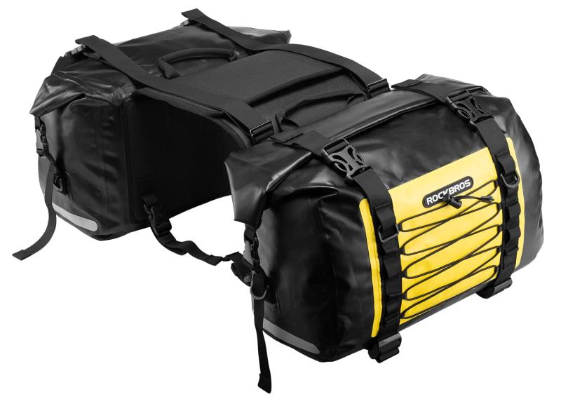 ROCKBROSサイドバッグ バイク ツーリングバッグ 防水 62L左右セット 取り付け簡単 バイク用 サドルバッグ 耐摩耗性 キャンプツーリング
