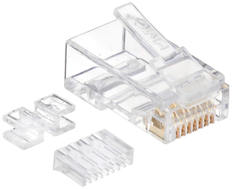 タローズTARO'S LANケーブル用RJ45プラグ/コネクタ CAT6 単線/撚り線共用 50μ 3ピース エコ簡易パッケージ