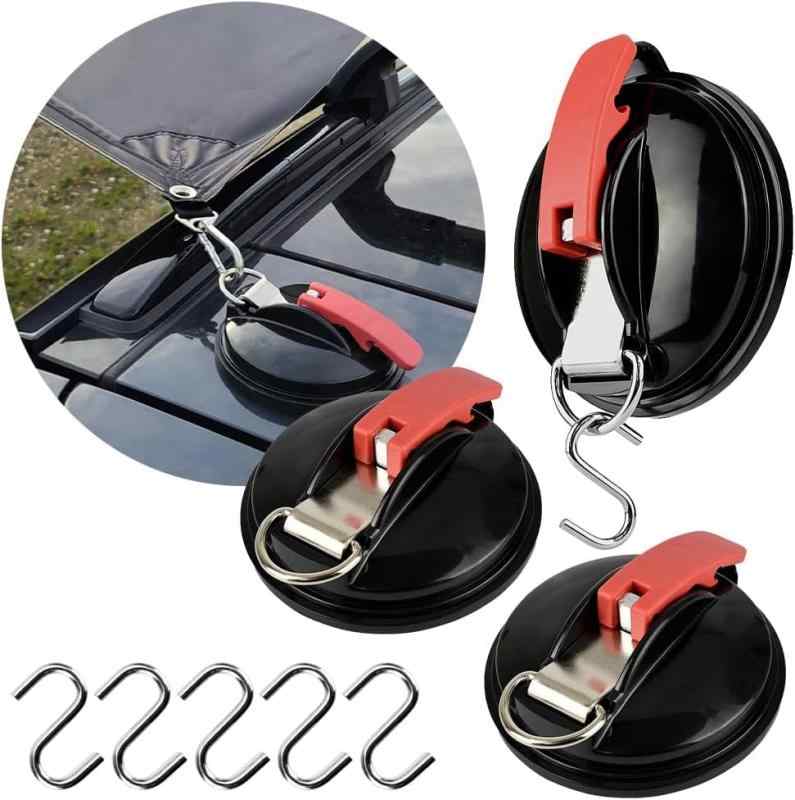 TMR.Breath G カーサイドタープ吸盤3個セット サンシェード テント キャンプ フック付属 真空式 取付 取り外し簡単