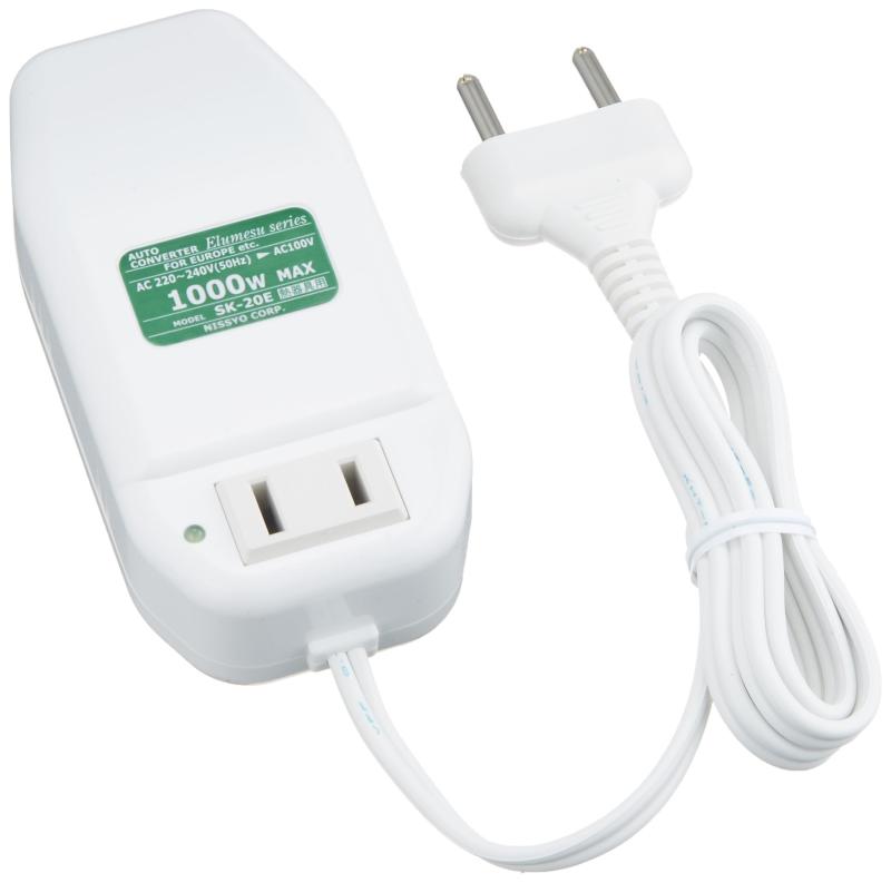 Rakuten - ヤザワ 海外旅行用変圧器 電子式(熱器具専用) AC220V-240V 容量1000Wまで 本体プラグC 付属プラグなし コードあり(コード長750mm) HTDC240V1000W ホワイト (約)W50×H108×D32mm