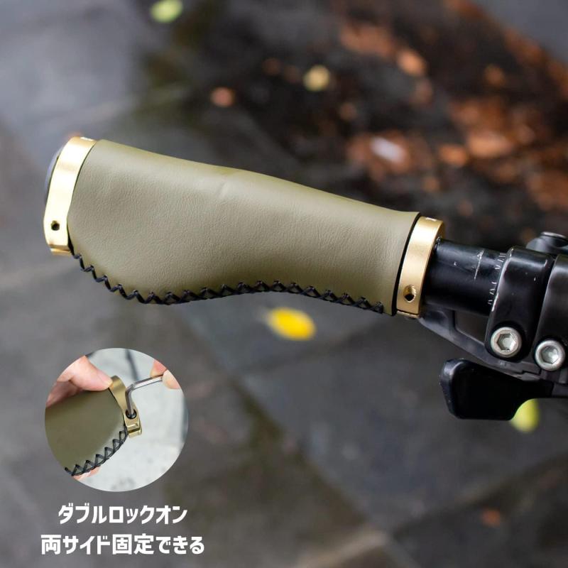 GORIX(ゴリックス) 自転車 革 レザー グリップ (GX-600) エルゴ ダブルロックオン ...