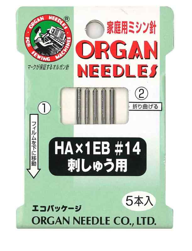 オルガン針 ORGAN NEEDLES 家庭用ミシン針 HA×1EB #14 刺しゅう用対象性別 :男女共用