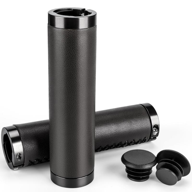 CXWXC 自転車 グリップ レザー ベタベタしない 耐久性 クロスバイク ハンドルグリップ 22.2mm (HL-G220)