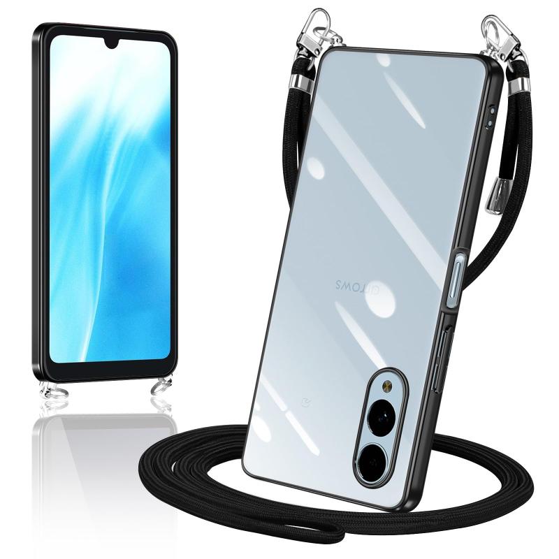 乐天商城 - Arrows We F-51B ケース クリア ショルダー FCG01 カバー スマホケース 透明 TPU 肩掛け 首掛け 斜めかけケース 薄型 耐衝撃 メッキ加工 TPUバンパー