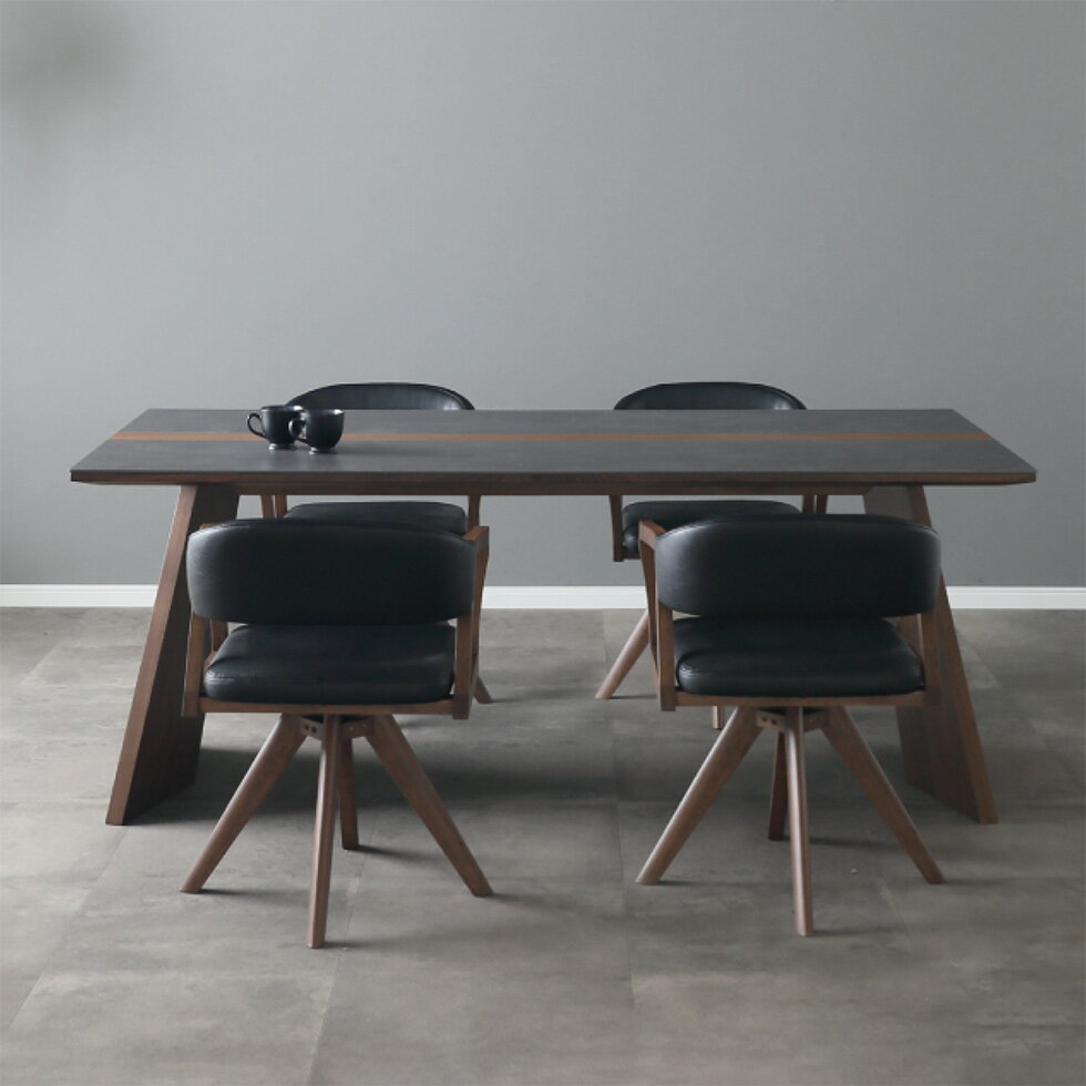 【9/4 20時〜6時間限定2,000円OFFクーポン】【開梱設置付】 ダイニングセット ダイニングテーブル 5点 150 180 チェア 回転式 回転チェア セラミック 北欧 4人掛け 家族 木製 無垢 ラバー レザー ブラック ホワイト シンプル おしゃれ ウルバノ 送料無料 [2]