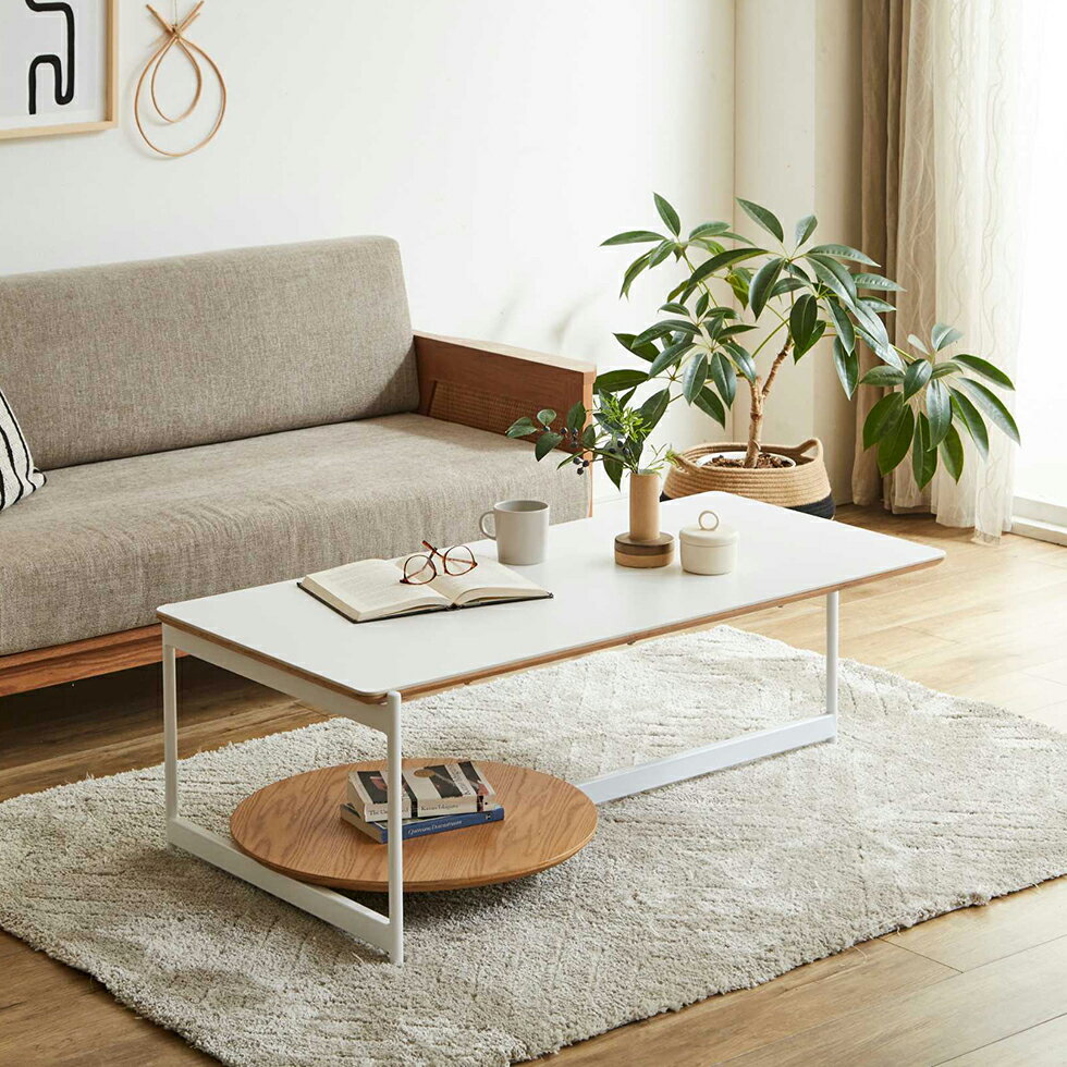 Rakuten - 【スーパーSALE期間中☆10％OFF!!】セラミック センターテーブル ローテーブル リビングテーブル 120cm グレー ホワイト 北欧 オーク ウォールナット スチール 棚付き 天然木 モダン シンプル おしゃれ レオ CT1045 送料無料