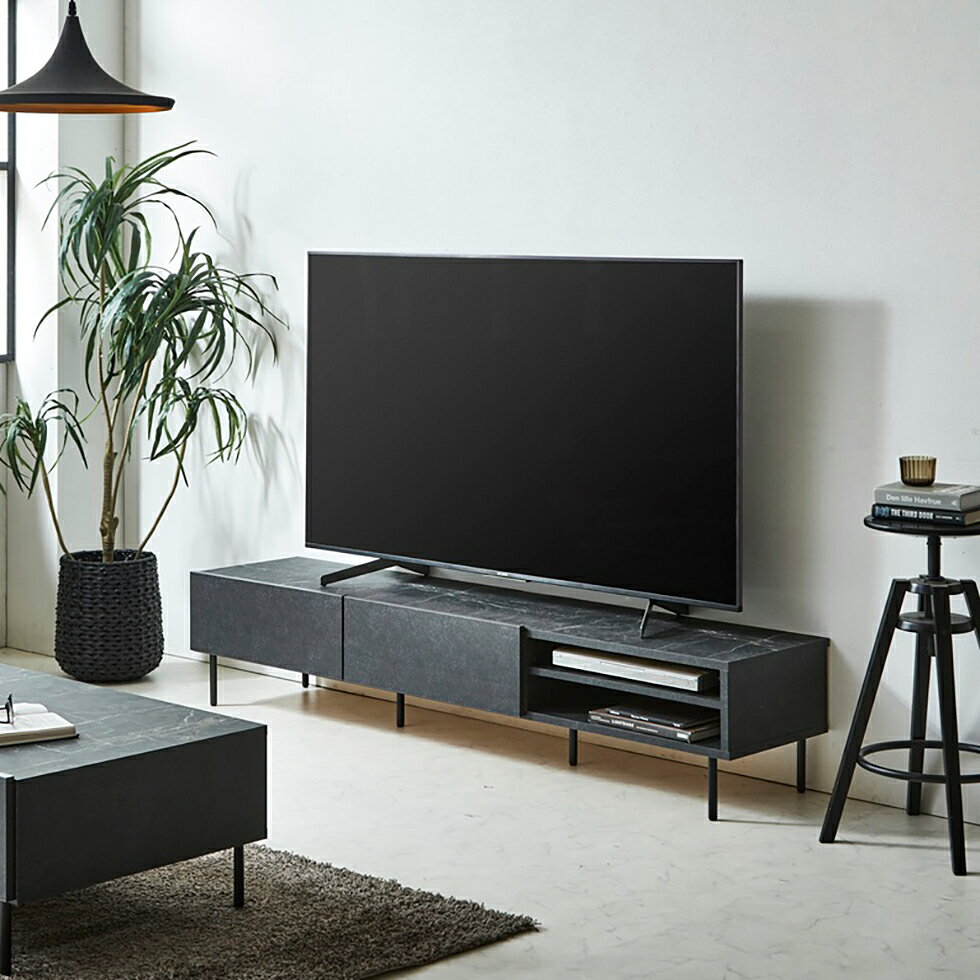 Rakuten - 【6/4 20時〜6時間限定2,000円OFFクーポン】テレビボード 180 完成品 おしゃれ 国産 テレビ台 ローボード 北欧 大理石調 ロータイプ リビング収納 TV台 180cm 石目調 グレー ホワイト ブラック モダン 大川家具 日本製 国内製造 完成品 送料無料