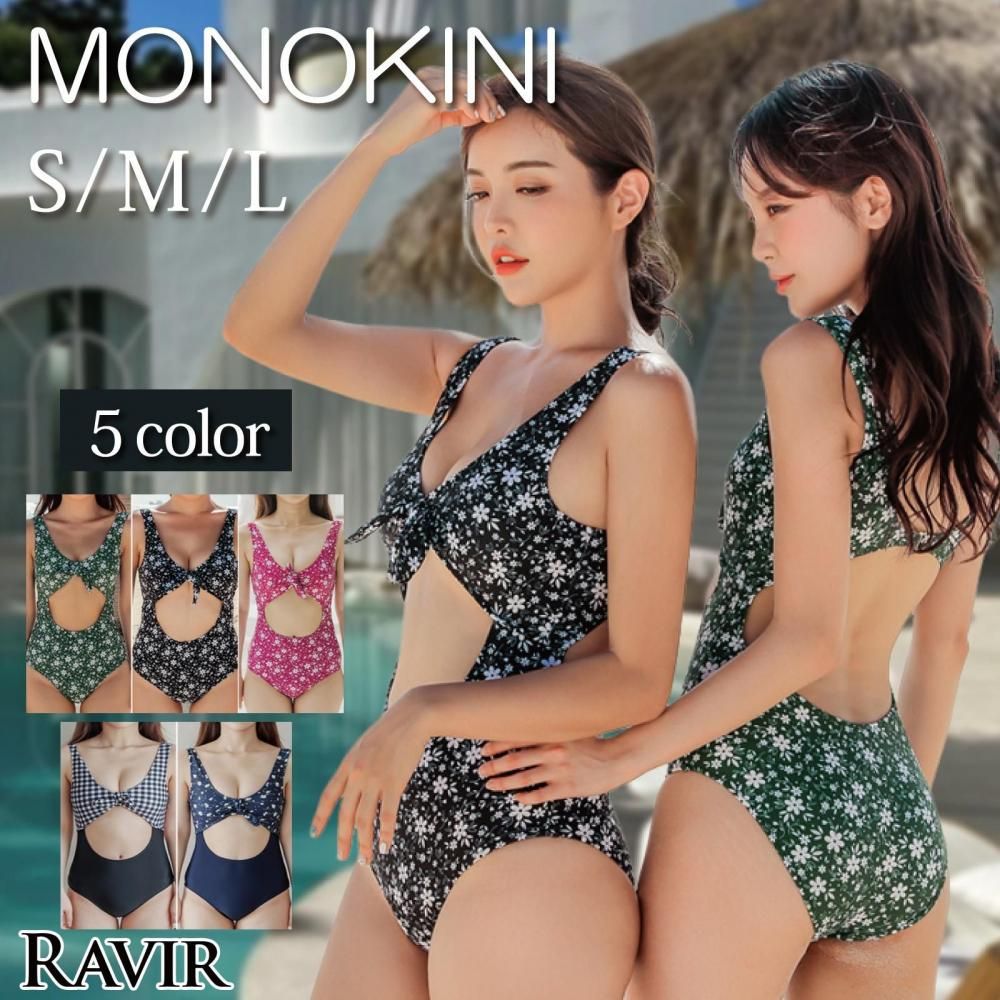 【ブラックフライデーx15％OFFクーポン】水着 レディース モノキニ ビキニ風ワンピース 女性用水着 フロントオープン リボン