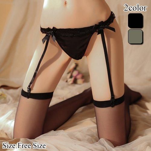 【ブラックフライデーx15%OFFクーポン】セクシー ランジェリー ガーターベルト 下着 ガーターベルト サテン メッシュ リボン 可愛い ニーハイ 透け感 レ...