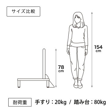 【クーポン10％オフ 6/6 0時 - 6/9 24時】【送料無料 (一部地域除く)】 踏み台 玄関 60 木製 おしゃれ 2段 昇降 手すり 滑り止め 収納 玄関ステップ 昇降補助 台 段差解消 転倒防止 子供 キッズ お年寄り 介護 スロープ ハーゲン 新生活応援