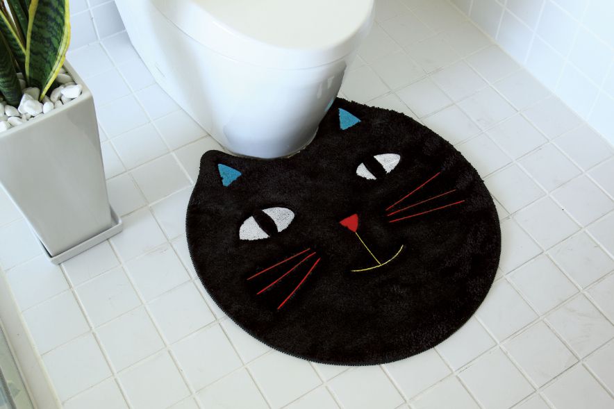 plune. プルーン マット 玄関 トイレ ミミココモモ 滑り止め 北欧 おしゃれ かわいい アニマル ねこ ネコ ごろ寝 プレゼント 60×60cm da-mimikokomomo5