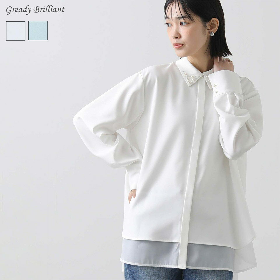 【SALE 50%OFF】パール付裾シアーブラウス