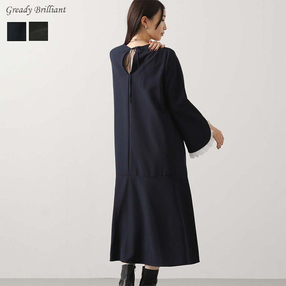 【《4時間限定 》 ラストスパート！最大20％OFFクーポン配布中 & 全商品ポイント15倍キャンペーン開催！「 10/26(日) 20:00〜23:59 』】 Gready Brilliant Wクロス袖フレアワンピース / グレディブリリアン