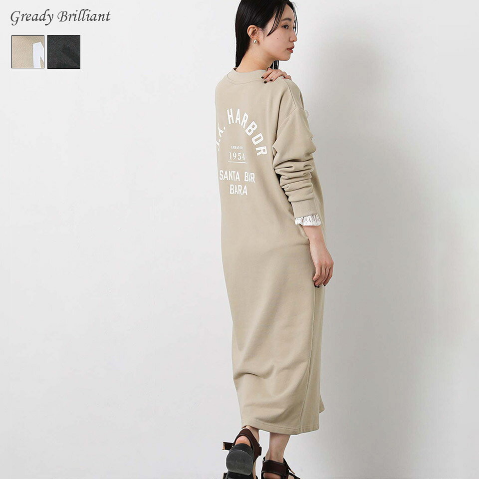 Rakuten - 【※本日限定※スペシャルクーポン配布中！】【SALE 30%OFF】グレディブリリアン 裏毛バックロゴジップワンピース ハーフジップ カレッジ ロング 大人カジュアル プルオーバー レディース 大人 春 夏 / Gready Brilliant