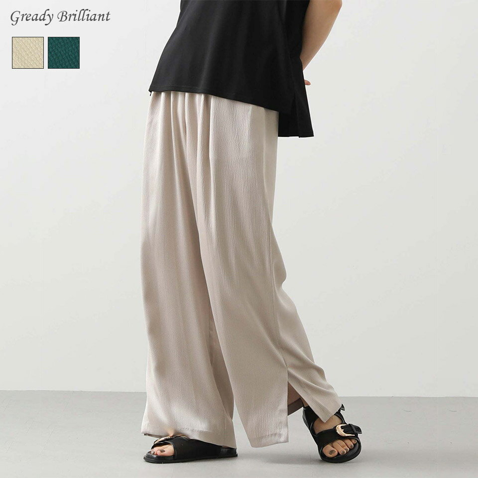 【《4時間限定》スタートダッシュ！最大20％OFFクーポン配布中 ＆ 全商品ポイント最大15倍キャンペーン開催！『 8/24 (日) 20:00〜23:59 』】【SALE 50％OFF】ハンマーサテンワイドパンツのサムネイル