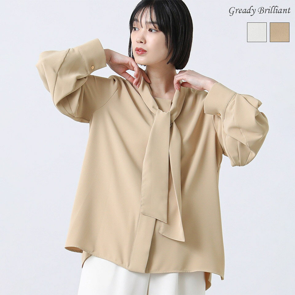 Rakuten - 【※本日限定※スペシャルクーポン配布中！】グレディブリリアン 袖タックボウタイブラウス / Gready Brilliant