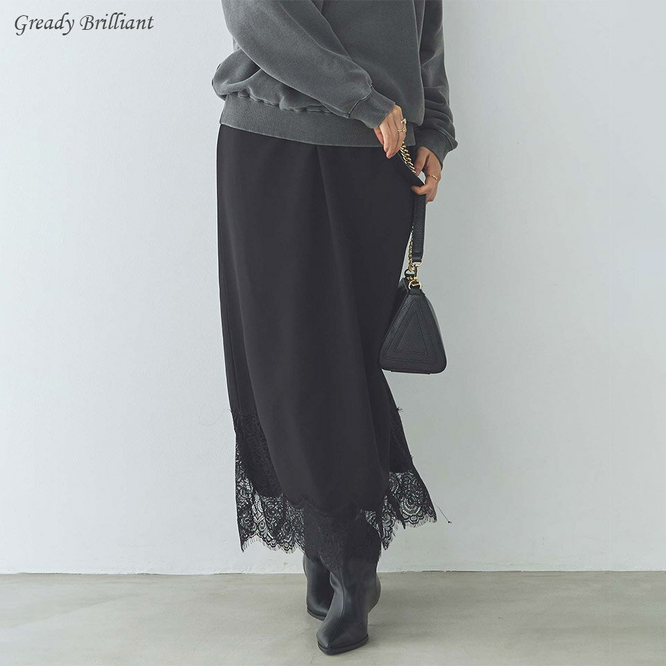 【《4時間限定》スタートダッシュクーポン配布中 ＆ ポイント最大15倍キャンペーン！『 11/20(木) 20:00～23:59 』】Gready Brilliant ヘムレース刺繍ナロースカート / グレディブリリアン