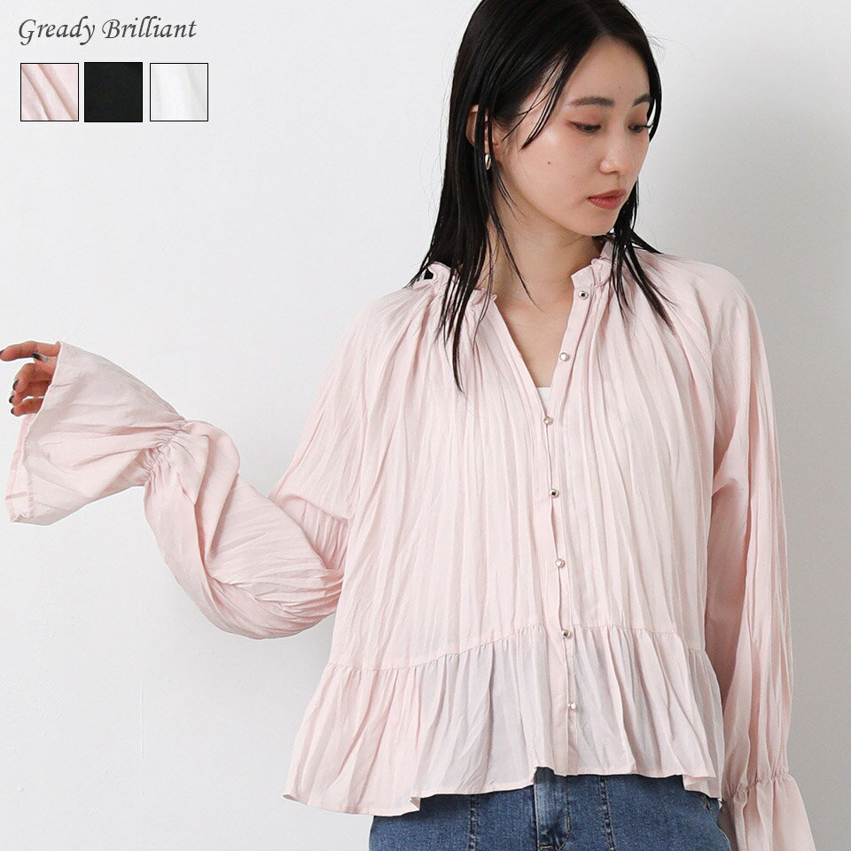 Rakuten - 【※本日限定※スペシャルクーポン配布中！】グレディブリリアン ブラウス 2WAY ペプラム フリル キャンディスリーブ レディース 体型カバー きれいめ シワになりにくい オフィス 通勤 大人 春 夏 / Gready Brilliant