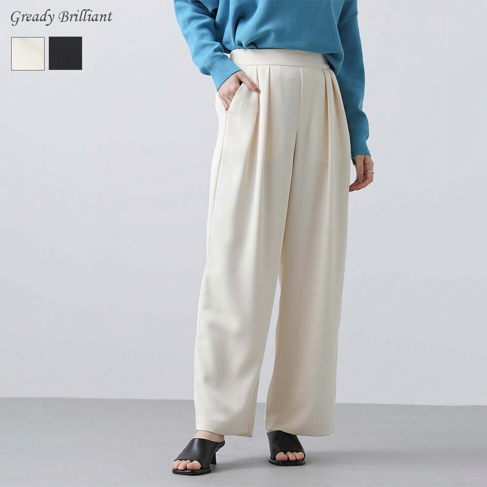 【《4時間限定》最大20％OFFクーポン配布中 & ポイント最大15倍キャンペーン 『 5/23(木) 20:00～23:59 』】＜タイムセール特別価格＞【SALE 30%OFF】パンツ ボトムス E2タックワイドパンツ 春 夏 グレディブリリアンのサムネイル