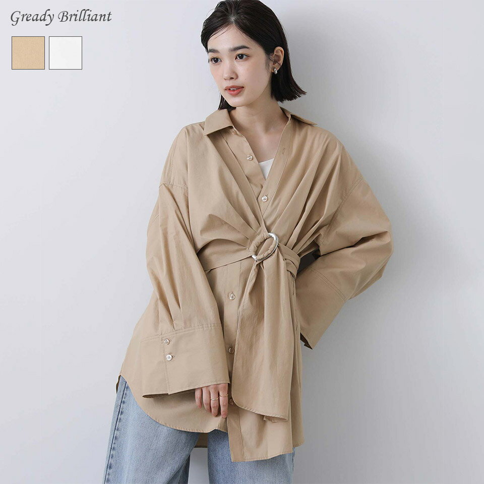 【 《 4時間限定 》最大20％OFFクーポン配布中 & ポイント15倍還元キャンペーン『 4/14(日) 20:00～23:59 』】＜タイムセール特別価格＞【SALE 40%OFF】ブラウス シャツ トップス カシュクール重ねシャツ 春 夏 グレディブリリアンのサムネイル