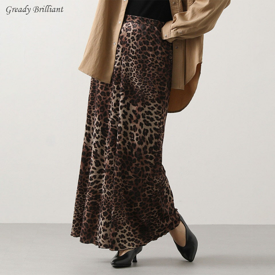 《ブラックフライデー特別価格》Gready Brilliant ベロアレオパードナロースカート / グレディブリリアン