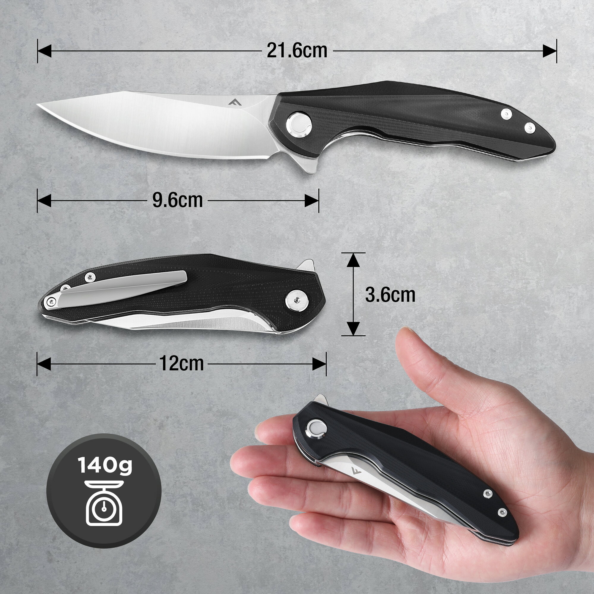 FLISSA 折りたたみナイフ フォールディングナイフ アウトドアナイフ D2ステンレス鋼ブレード G10ハンドル 全長21.6cm 刃長9.6cm 安全ロック付き チタン合金クリップ 釣り キャンプ 登山 防災 greatstarofficial-10000293 Greatstar Official サンプル画像2