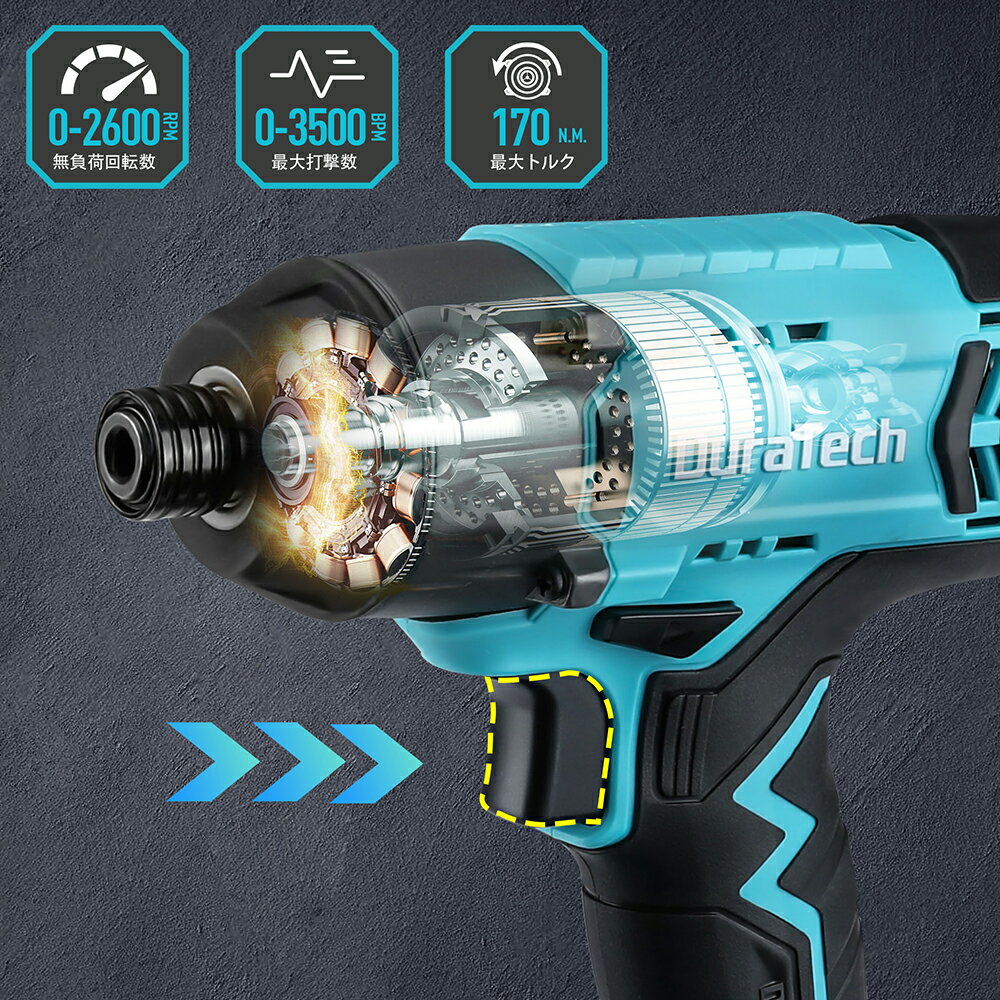 ��10%OFF��DURATECH ����ѥ��ȥɥ饤�С� 20V ���ż� ��ư�ɥ饤�С� ����ȥ륯170Nm �������դ� �����̥Хåƥ꡼ ���Ŵ� �����å�&�ӥåȳ�10�� ����̵�� �����ɥ쥹 LED�饤���դ� ̵����® ��ư��� ����ѥ��� �Ȥ�Ω�� DIY