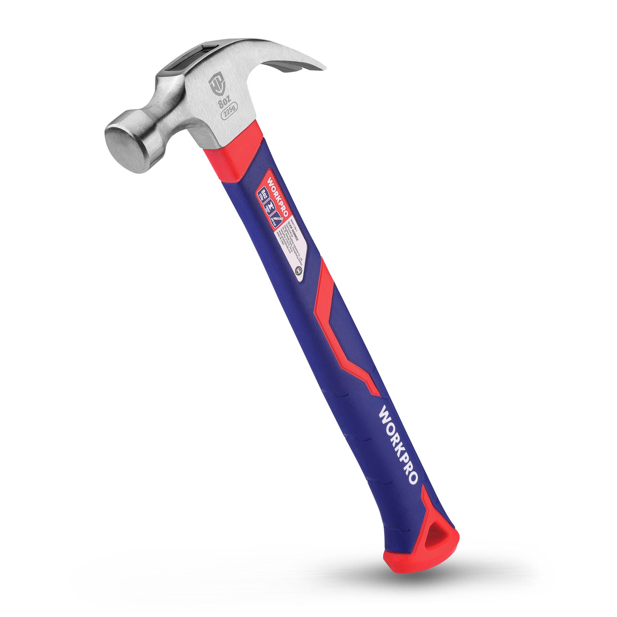 WORKPRO ネールハンマー 釘抜きハンマー 金槌 クローハンマー ファイバーグラス柄 滑り止めハンドル 木..