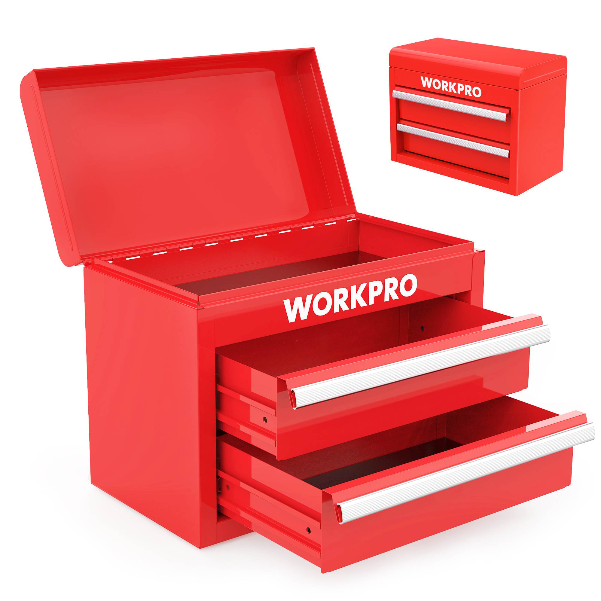 Rakuten - WORKPRO 工具箱 ツールボックス 小型 2段 27.5*20.8*15cm 引出し 工具入れ 工具保管 収納ケース メンテナンス【レッド】