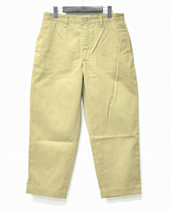 WTAPS (ダブルタップス) KHAKI TROUSERS. COPO. TWILL 191WVDT-PTM01 カーキ トラウザーズ コットン ツイル チノ パンツ BEIGE 02（M）ワーク WORK ミリタリー アーミー ARMY MILITARY LOGO ロゴ 定番 ストリート ファティーグ 65/35 定番 7分丈 クロップ