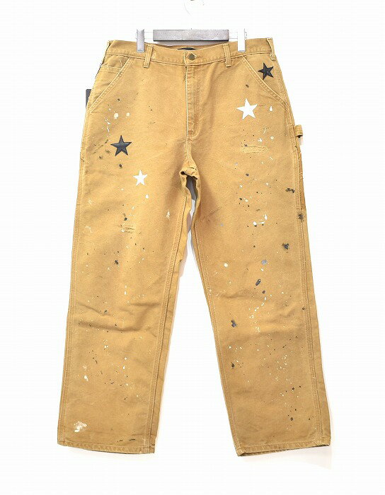 【新品】 OVERDESIGN (オーバーデザイン) × 12（JUUNI）7th Anniversary ART PAINTER Pants Duck Brown XL/36 コラボ 7周年記念 アートペインターパンツ carharttカーハート REMAKE リメイク 再構築 リビルド LEATHER PATCH レザーパッチ ペンキ ダメージ加工 MADE IN JAPAN