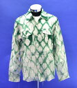 【新品】 FAKE AS FLOWERS / FAF (フェイクアズフラワーズ / エフエーエフ) Tie-dye Shirts (SHIBORIZOME) タイダイシャツ しぼり染め 長袖 ストライプ GREEN 2 MADE IN JAPAN UNISEX おしゃれ デザイン ストリート LINEN 麻 ダイヤ柄 シャツジャケット