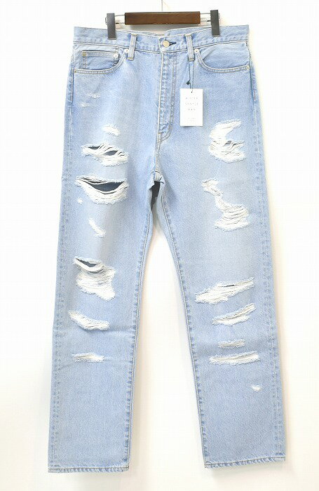 【新品】 MISTERGENTLEMAN (ミスタージェントルマン) CRUSHED STRAIGHT DENIM PANTS クラッシュド ストレート デニムパンツ JEANS ジーンズ used 加工 MG-DE03 ICE BLUE 34 Mr.GENTLEMAN MADE in JAPAN