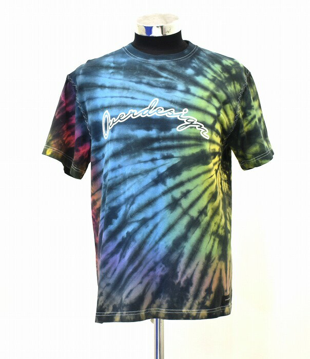 【新品】 OVERDESIGN （オーバーデザイン）HAND STITCH TIE DYE TEE CURSIVE ハンドステッチ タイダイ Tシャツ クルーネック 半袖 MADE IN JAPAN MULTI M LOGO ロゴ