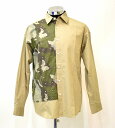 【新品】 MISTERGENTLEMAN (ミスタージェントルマン )HALF CAMO SWITCHED MODERN SHIRT L/S MIX ハーフ カモ スイッチ 長袖 モダンシャツ 迷彩 カモフラージュ 切替 プリント リーフ ウッドランド Mr.GENTLEMAN MADE IN JAPAN BEIGE M(4)