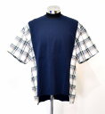 yViz MISTERGENTLEMAN (~X^[WFg}) SWITCHED TEE XCb`h TVc S/S  ؑ `FbN hbLO NAVY CHECK WHITE Mr.GENTLEMAN L MADE IN JAPAN