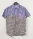 【中古】SWAGGER (スワッガー) MIX GINGHAM CHECK SHIRTS NAVY L ミックスギンガムチェック半袖シャツ【コンビニ受取対応商品】