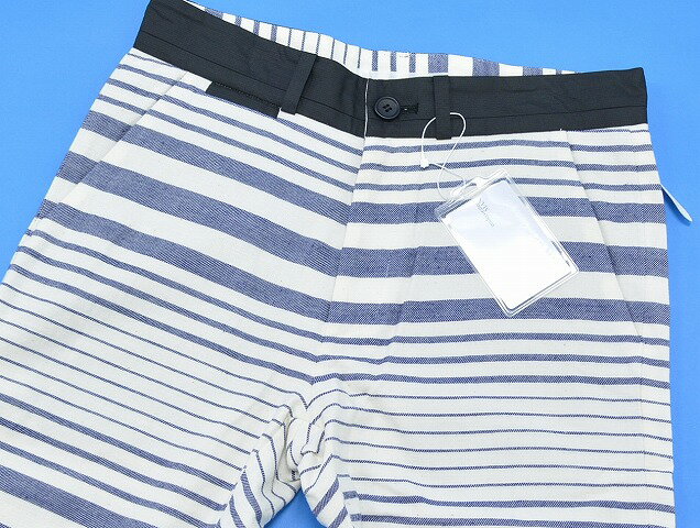 【新品】 UNDECORATED MAN（アンデコレイテッドマン） BORDER SWEAT PANTS ボーダー スウェットパンツ WHITE×NAVY 2