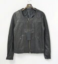 【新品同様】 EINS（エインズ） Reproduct Single Lamb Leather Riders Jacket リプロダクト レザー ライダース ジャケット BLACK 2 ブルゾン ノーカラー カラーレス 【中古】