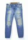 【中古】HYSTERIC GLAMOUR WOMENS (ヒステリックグラマー ウイメンズ ウーマンズ) USED加工Sデニム 八分丈スリムPT INDIGO S インディゴ SLIM DENIM PANTS デニムパンツ CROPPED クロップド CRASH クラッシュ LADYS レディース STRETCH ストレッチ