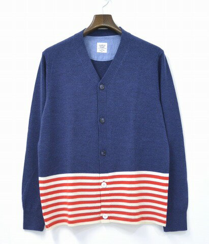 šMr. GENTLEMAN (ߥȥޥ) 2-COLORED BORDER CARDIGAN 2顼 ܡǥ NAVY L ͥӡ WOOL  KNIT ˥åȡMISTERGENTLEMAN