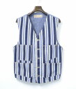 【中古】 BONCOURA (ボンクラ) INDIGO STRIPE VEST インディゴストライプベスト 38 WORK GILET ワークジレ CHAMBR...