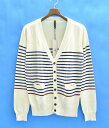 【新品同様】【訳あり】 Battalion (バタリオン) CR KNIT BORDER CARDIGAN コットンレーヨンニットボーダーカーディガン M WH...