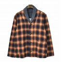 【新品】 ink (インク) オンブレチェック ショールカラー カーディガン OMBRE CHECK CARDIGAN RED M