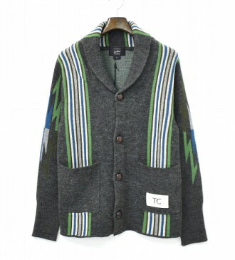 【新品同様】【訳あり】 Toecutter×SURREAL (トーカッター×シュルリアル) CARDIGAN JACKY ショールカラーカーディガン S CHARCOAL 17SS Ortega Pattern Jacquard Cardigan オルテガパターンジャガードカーディガン KNIT ニット 【中古】