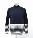  uniform experiment (ユニフォームエクスペリメント) HEM BORDER PANEL CREW NECK KNIT ボーダーパネルクルーネックニット 4 NAVY×WHITE UE-160094 セーター 長袖 切り替え