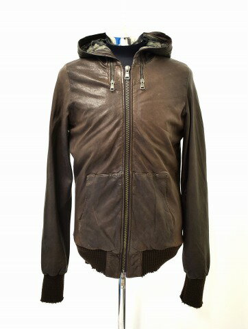 【中古】 GIORGIO BRATO (ジョルジオ ブラット) ZIP HOOD BLOUSON -5657- 48 フードレザーブルゾン ジャケット