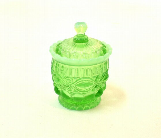 【未使用品】 MOSSER GLASS (モッサーグラス) EYE WINKER SUGAR BOWL アイウィンカー シュガーボウル GREEN シュガーポット 砂糖 調味料 小物入れ ガラス ミルクガラス MADE IN USA アメリカ製 【中古】