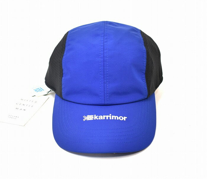 【新品同様】MISTERGENTLEMAN (ミスタージェントルマン) × karrimor （カリマー） KARRIMOR JET CAP LOGO ロゴ FREE BLUE×BLACK 帽子 Mr.GENTLEMAN 4 Panel Camp Cap キャンプキャップ 別注 コラボ 3Layler 3LAYER NYLON 【中古】